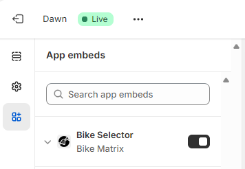 Image of app embeds section