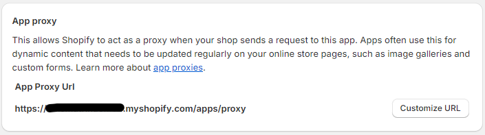 Image of setting the app proxy in the settings of Shopify